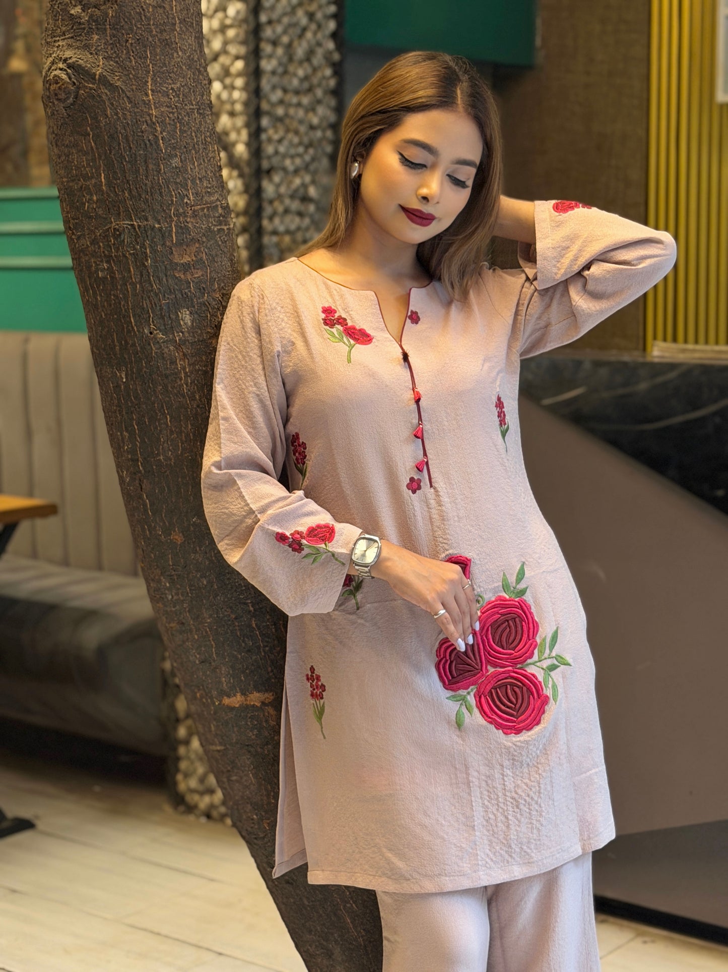 Blush Rose Appliqué Co-ord Set