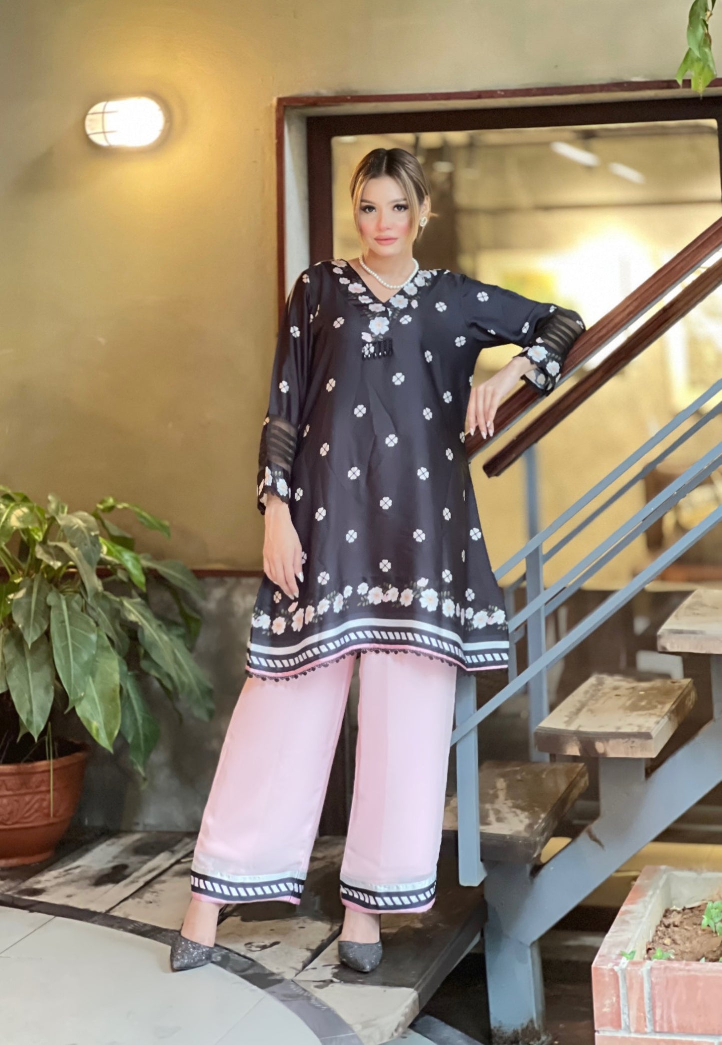 Midnight Blossom Black & Pink Co-Ord