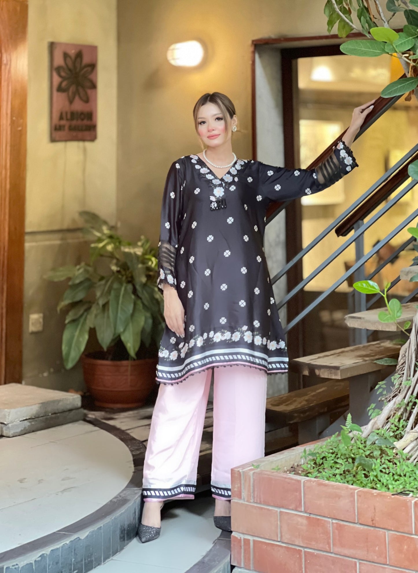Midnight Blossom Black & Pink Co-Ord