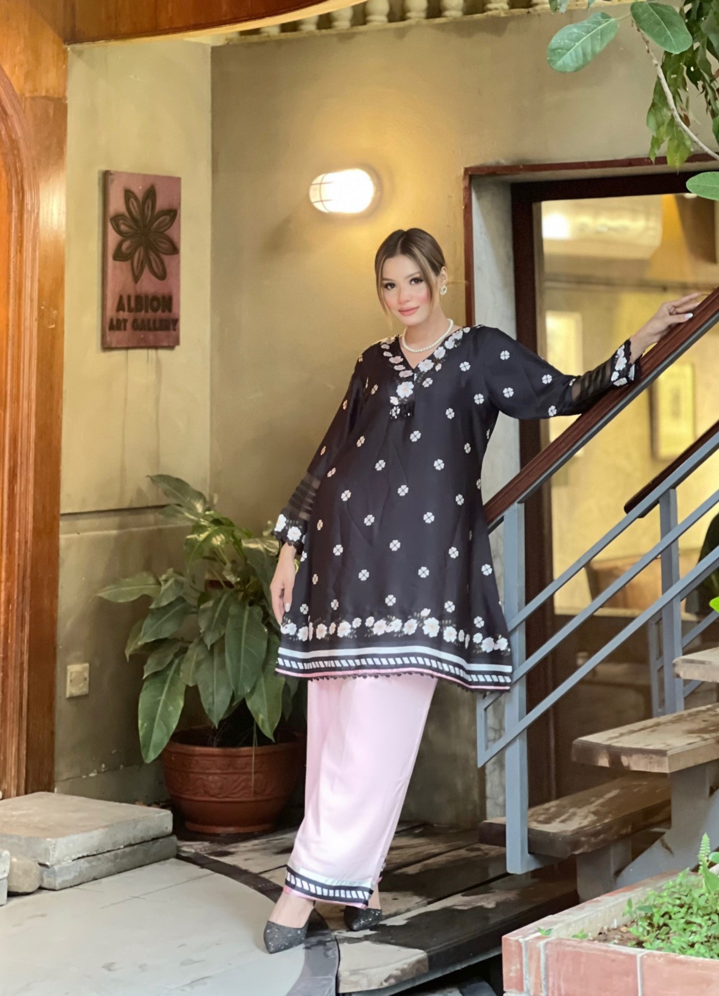 Midnight Blossom Black & Pink Co-Ord