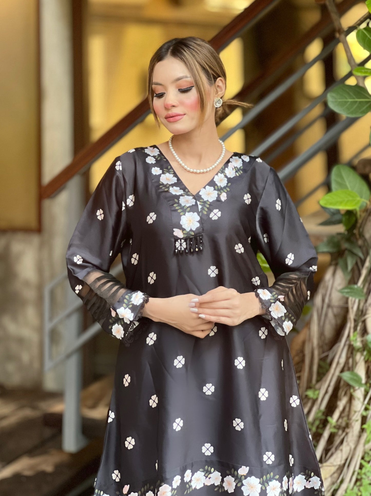 Midnight Blossom Black & Pink Co-Ord