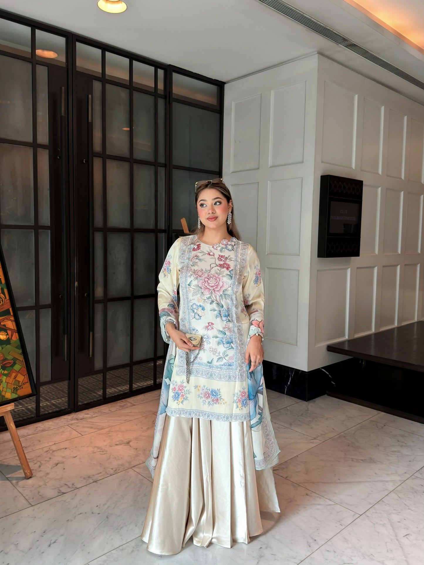 Pastel Floral Serenity Kameez And Dupatta Set