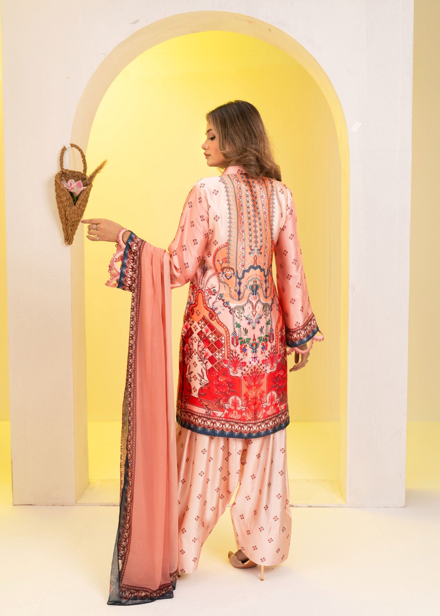 Peach Blossom Printed Three-Piece Set