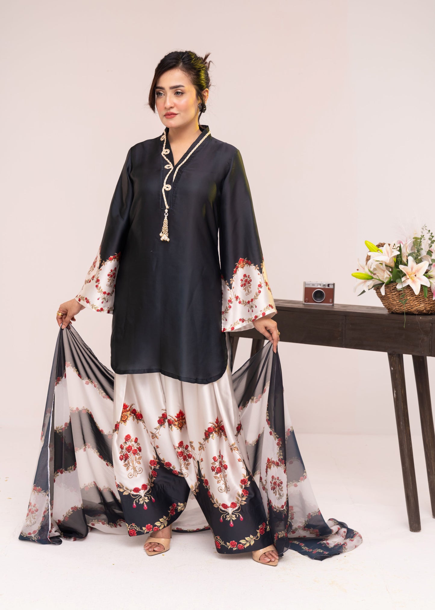 Midnight Floral Grace Three-Piece Set