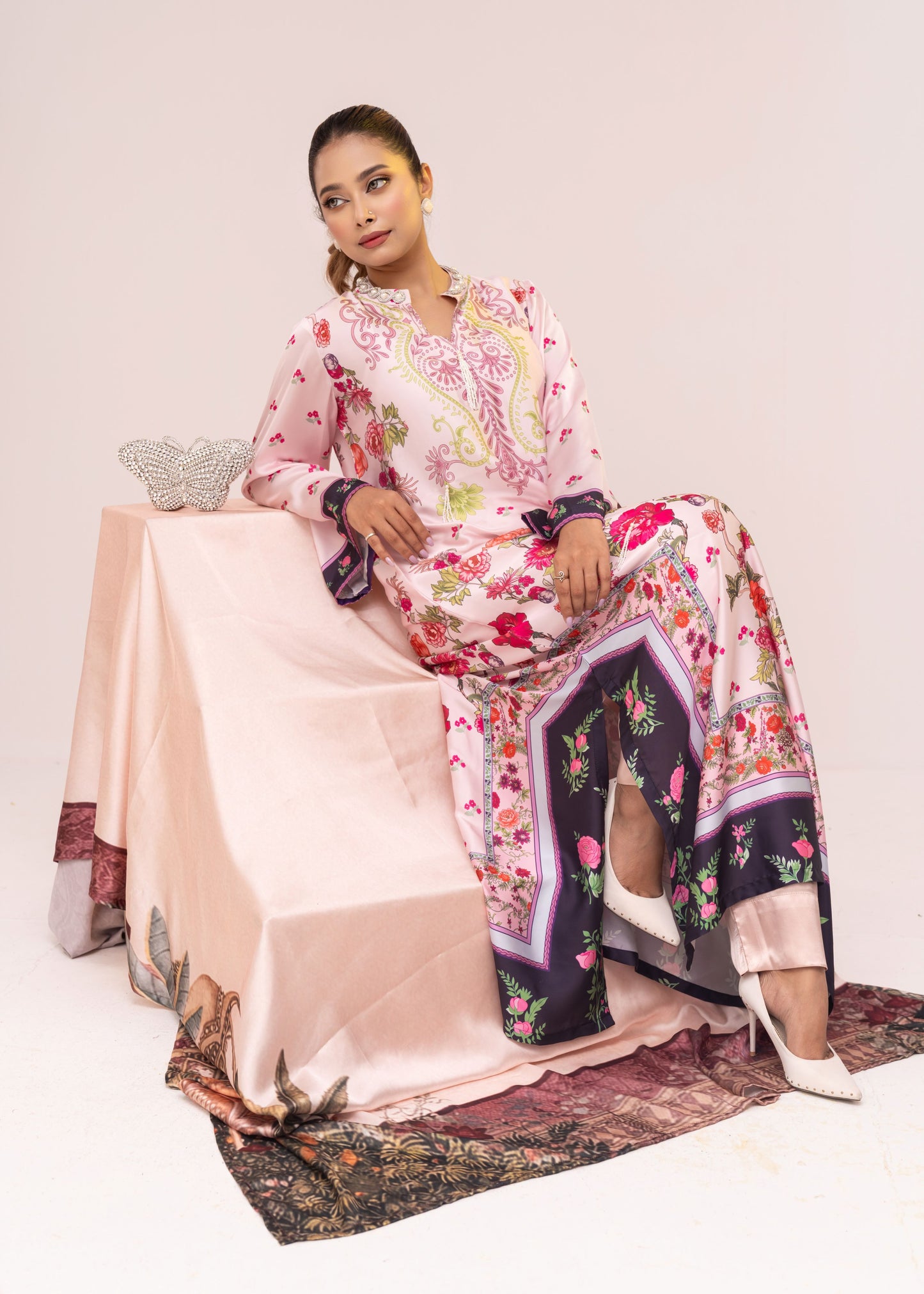 Blush Floral Long Kameez