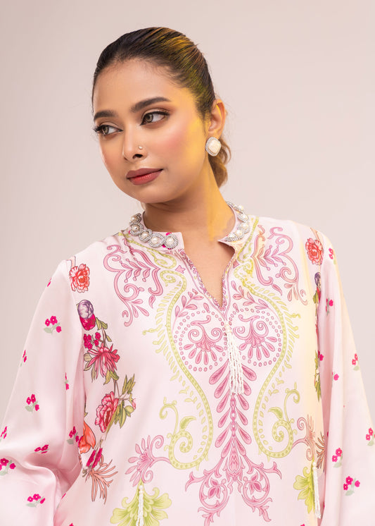 Blush Floral Long Kameez