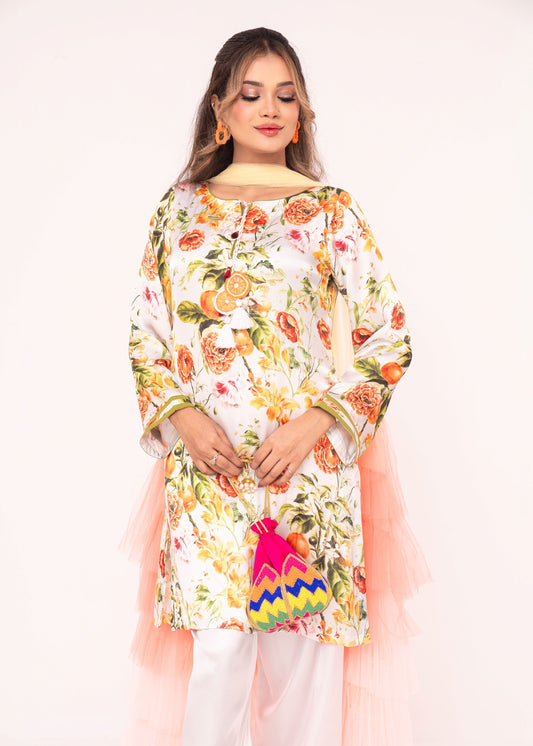 Citrus Bloom Charm Kameez And Pant Set