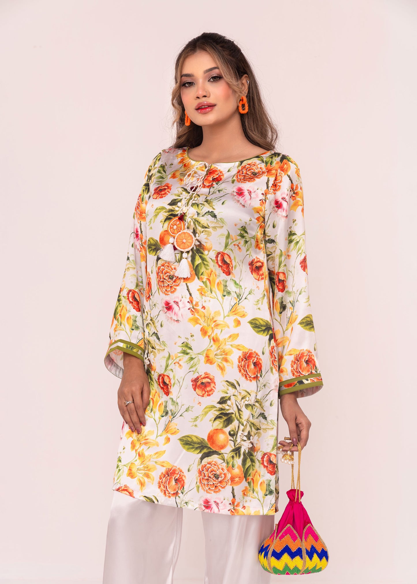 Citrus Bloom Charm Kameez And Pant Set