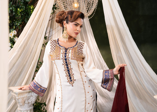 Ivory Royale Kameez And Pant Set