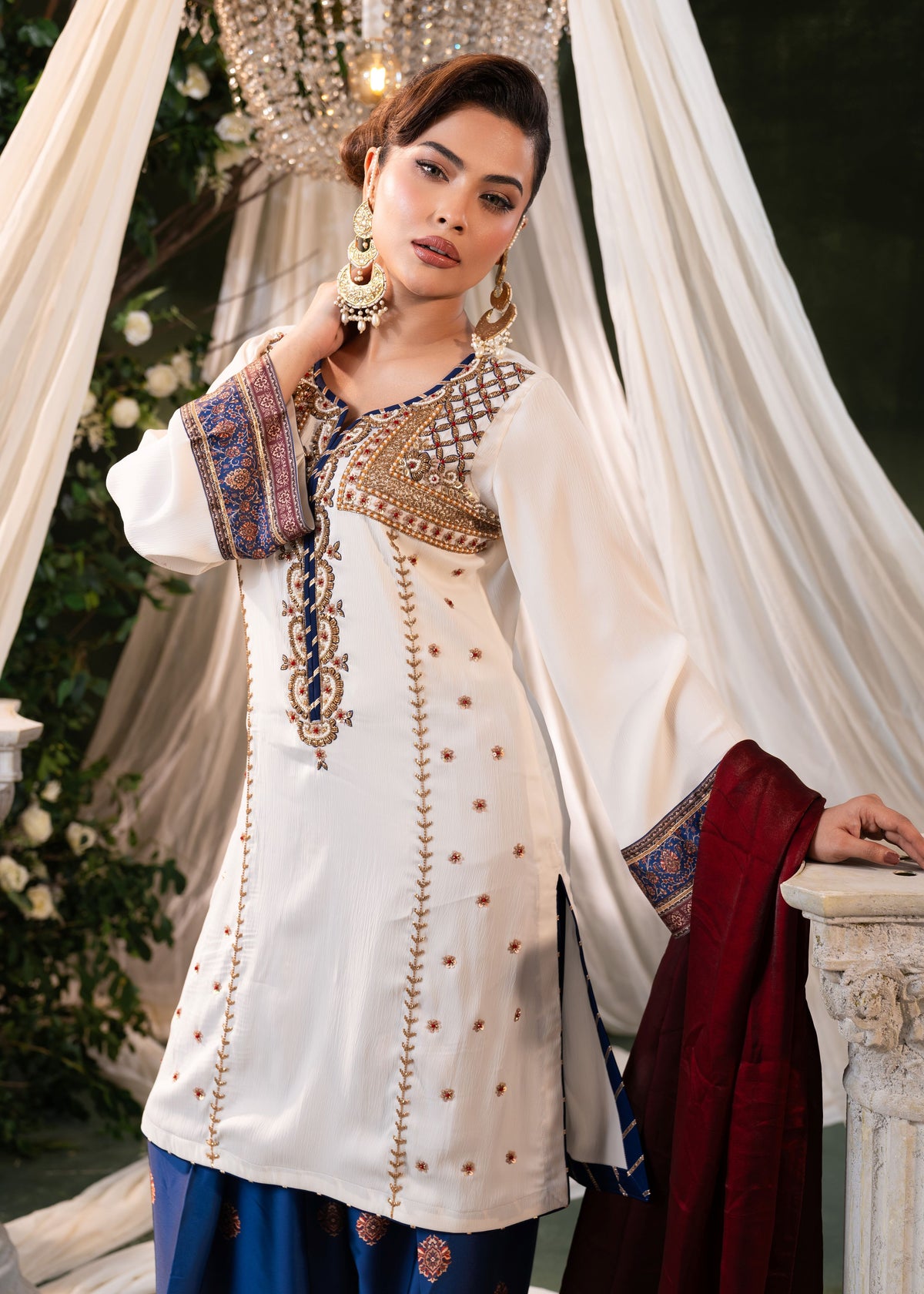 Ivory Royale Kameez And Pant Set