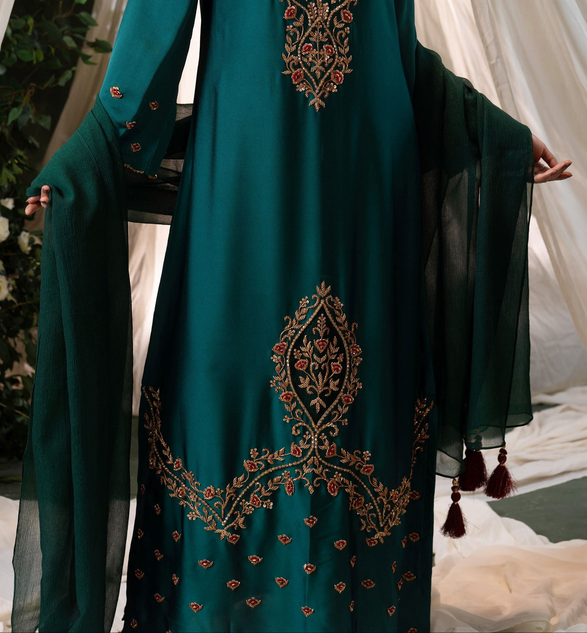 Regal Teal Sheer Dupatta