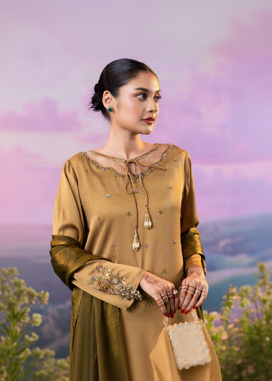 Golden Glow Embellished Three-Piece Set