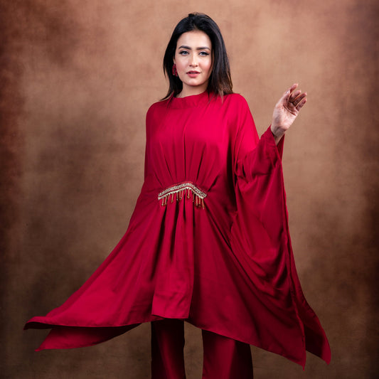 Ruby Flow Kaftan Set