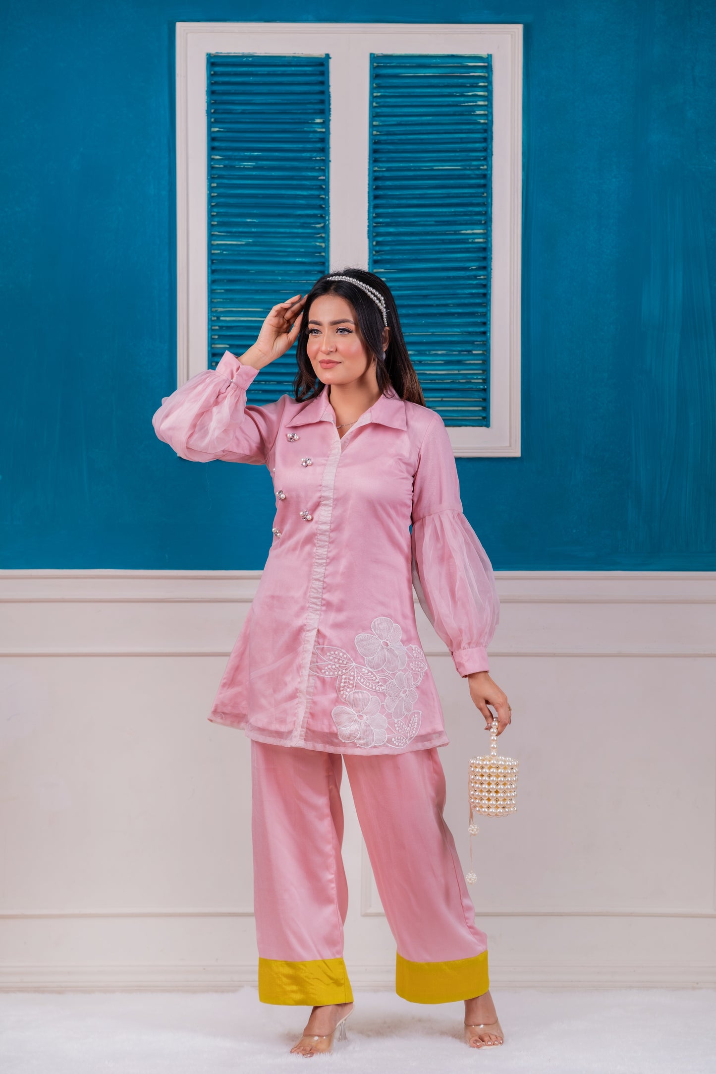 Elegant Pink Embroidered Set