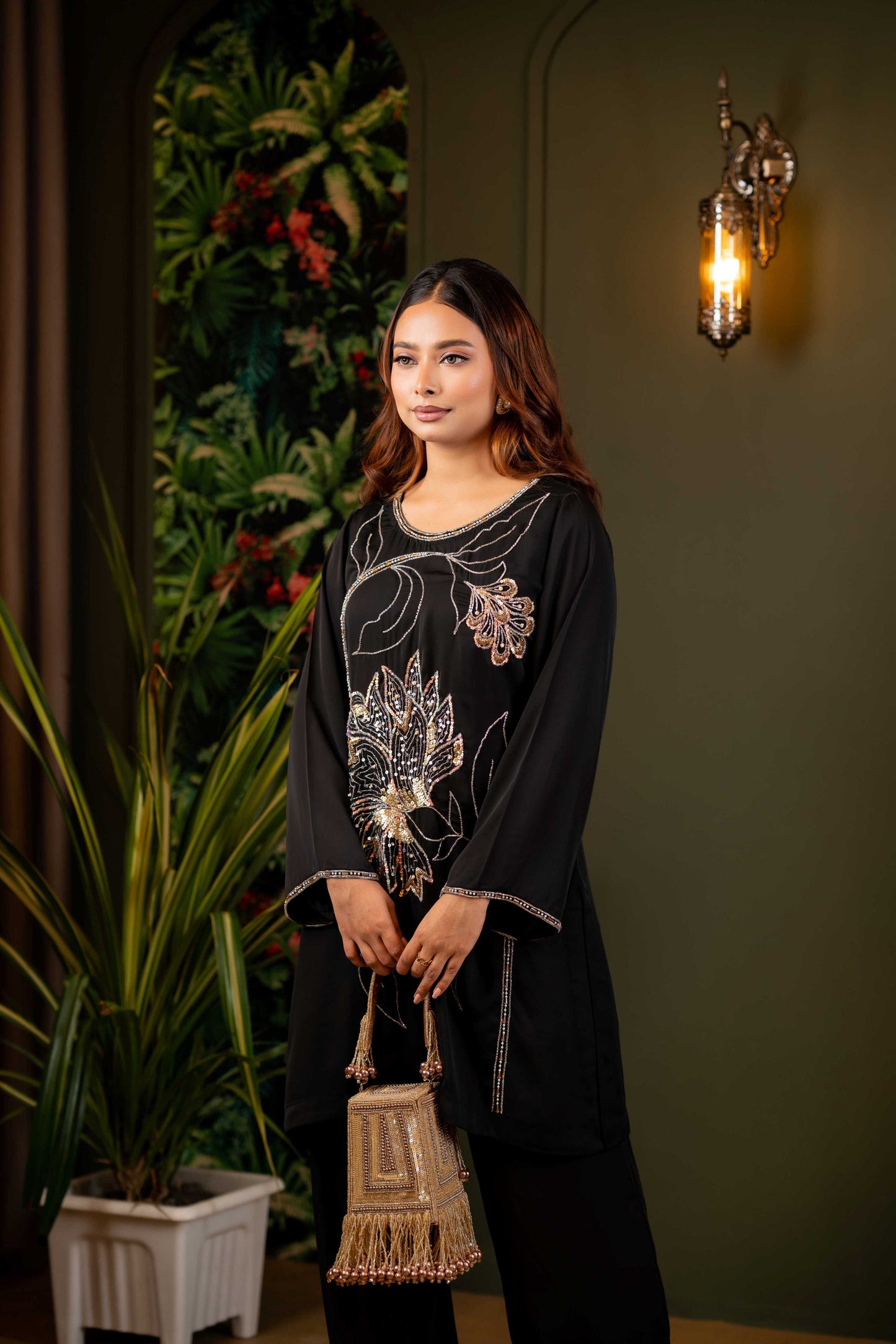 Midnight Bloom Karchupi Co-Ord