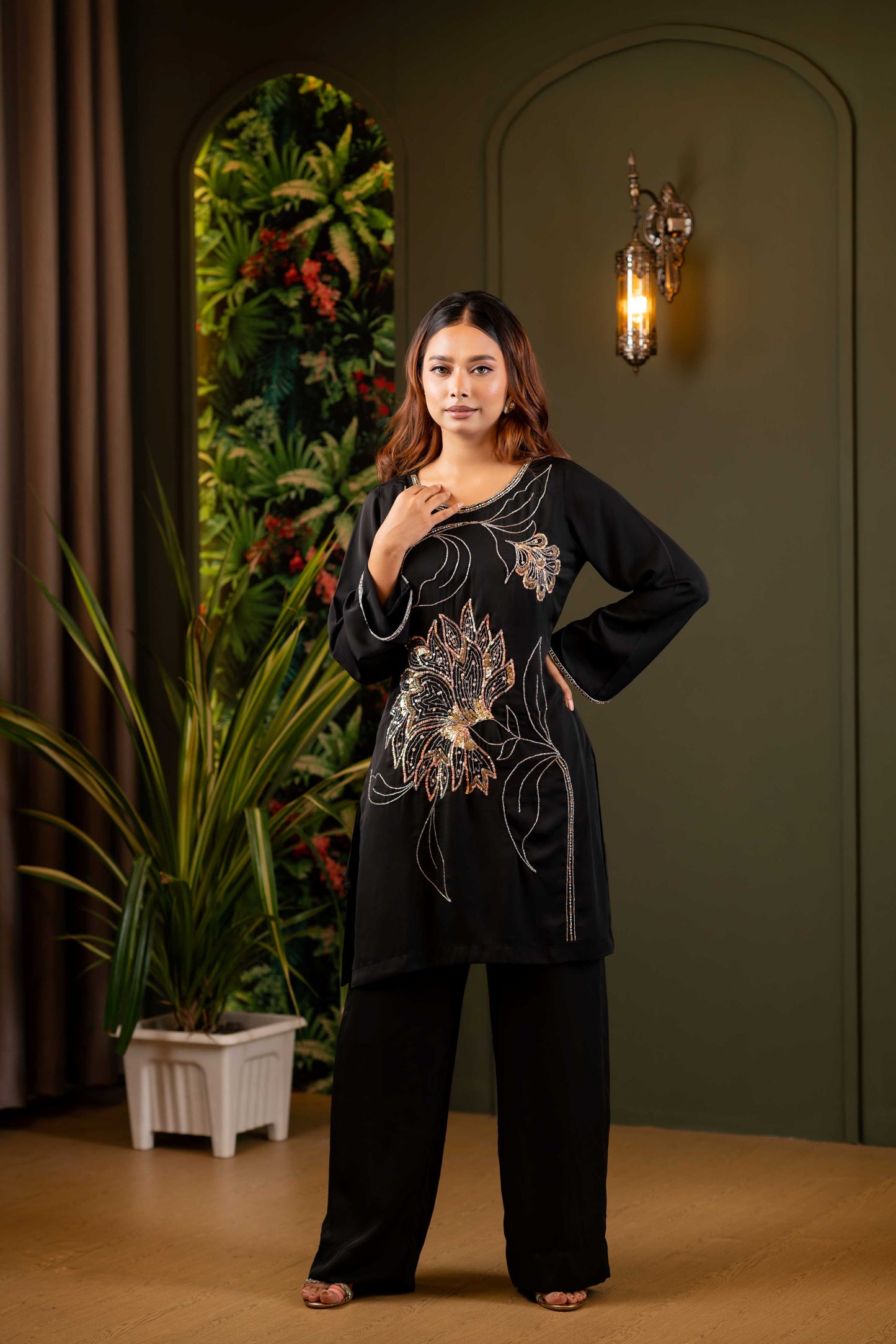 Midnight Bloom Karchupi Co-Ord