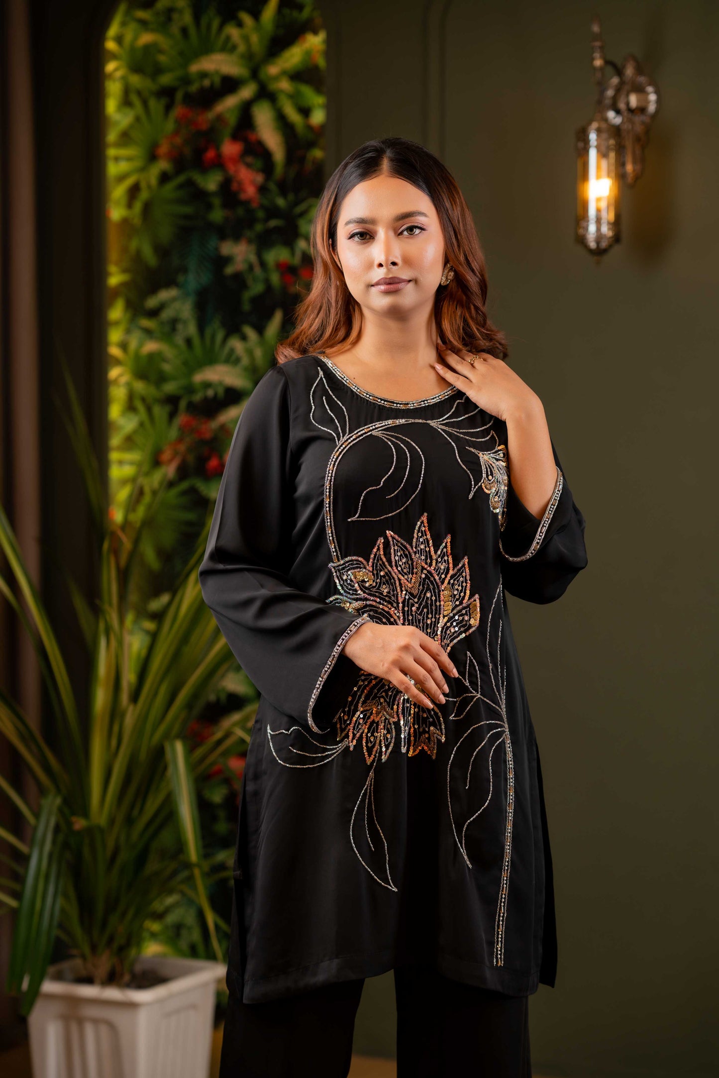 Midnight Bloom Karchupi Co-Ord