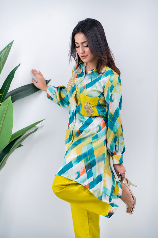 Geometric Yellow Co-Ord