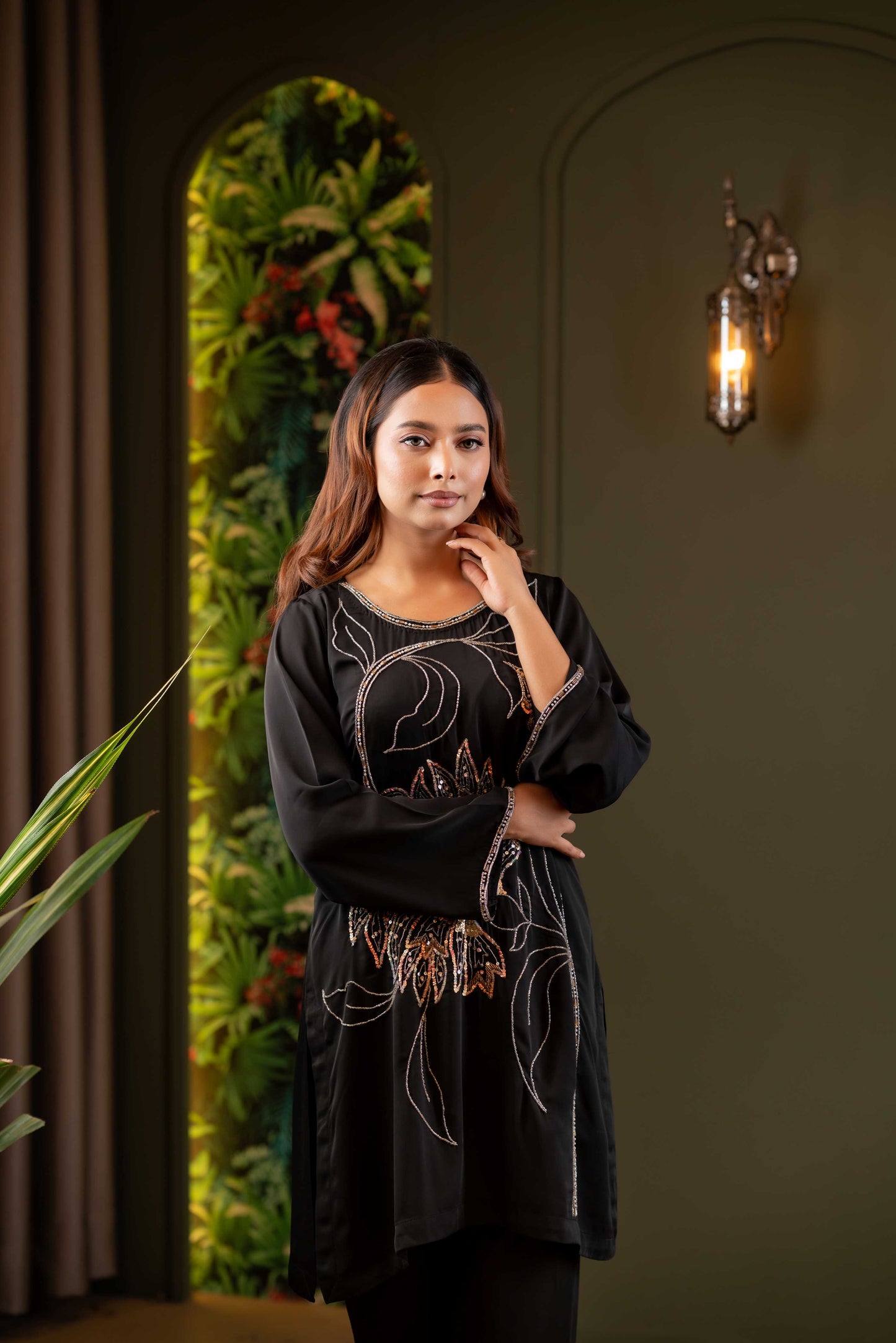 Midnight Bloom Karchupi Co-Ord
