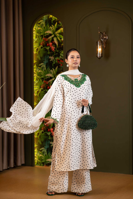 Ivory Charm Polka Shalwar Kameez