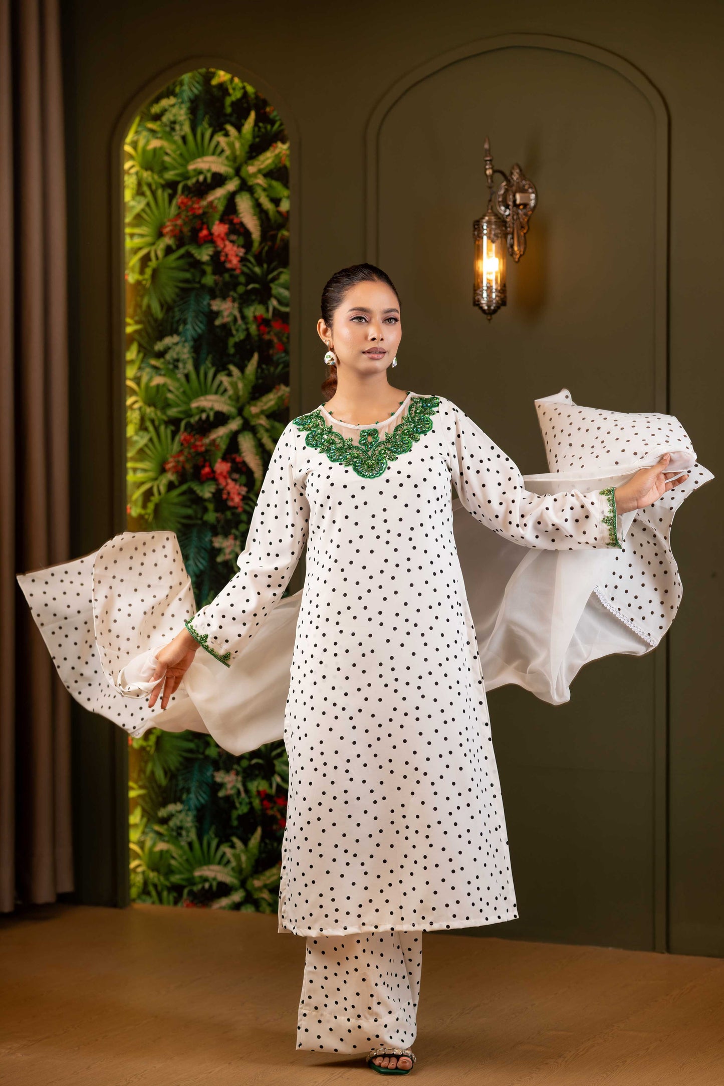 Ivory Charm Polka Shalwar Kameez