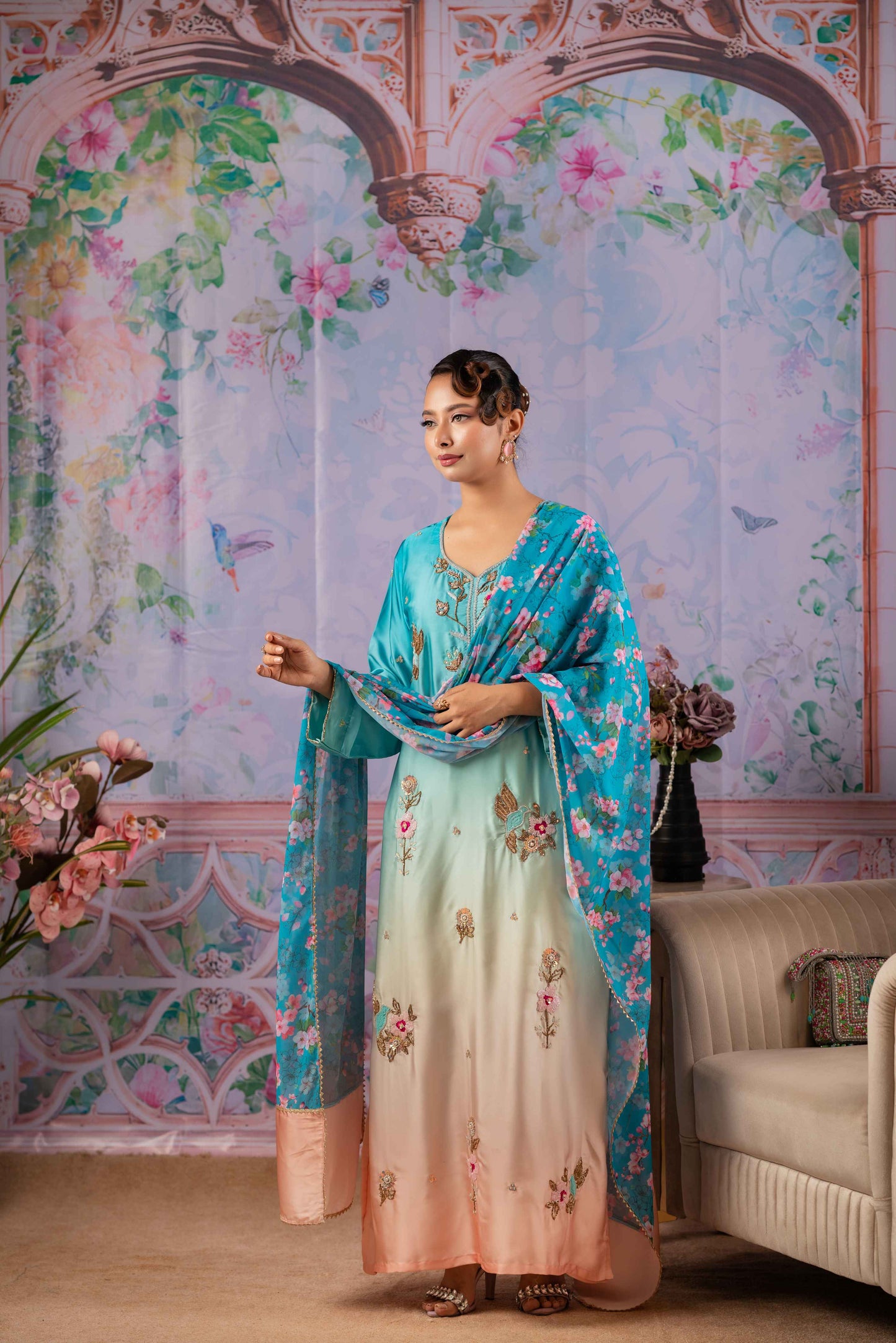 Ombre Zardori Kameez and Dupatta Set