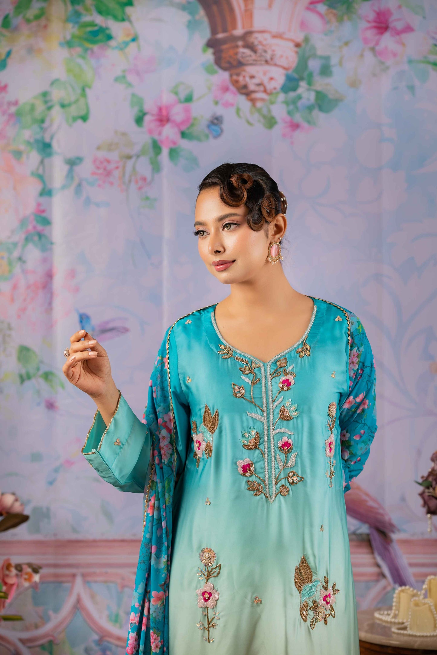 Ombre Zardori Kameez and Dupatta Set