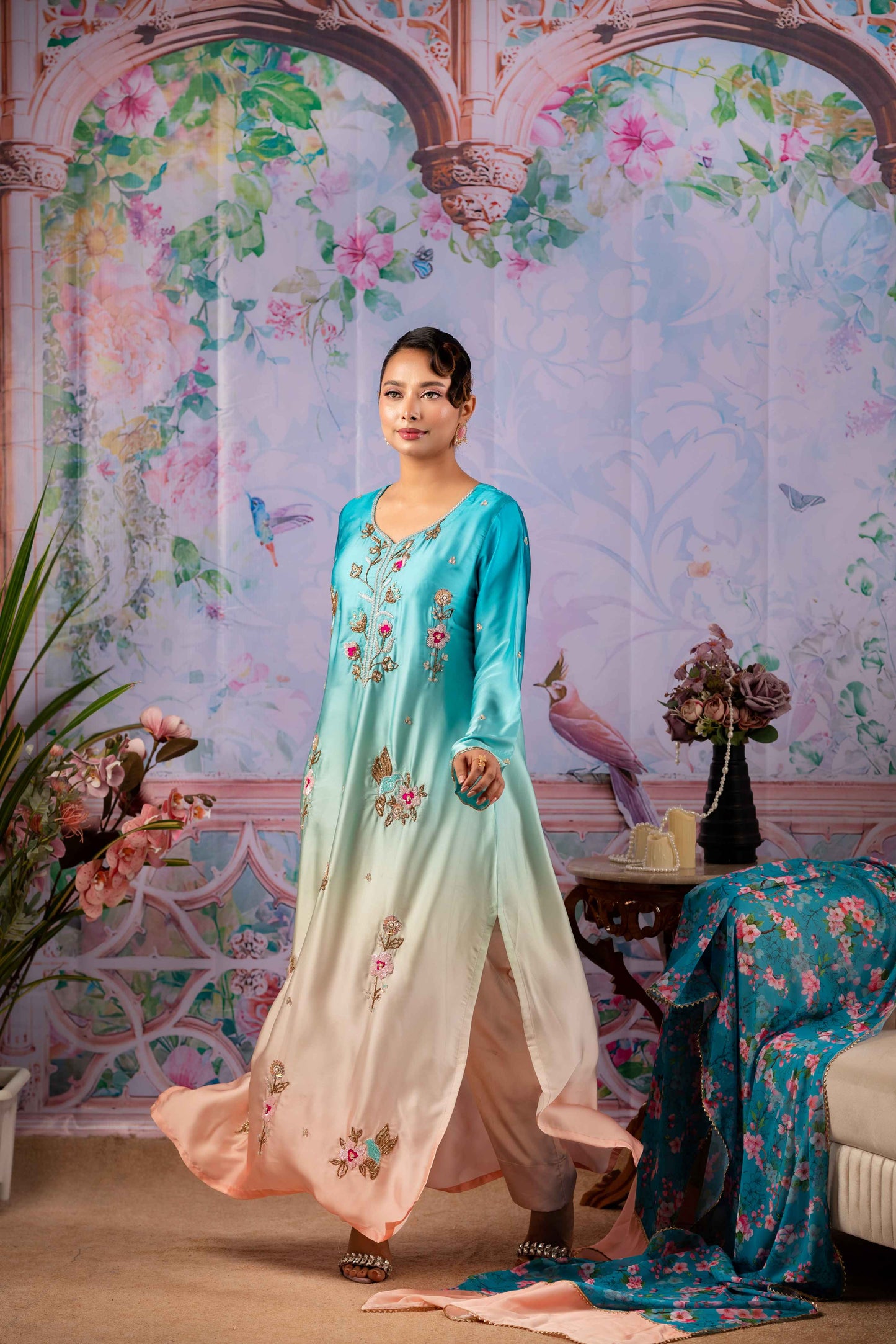 Ombre Zardori Kameez and Dupatta Set