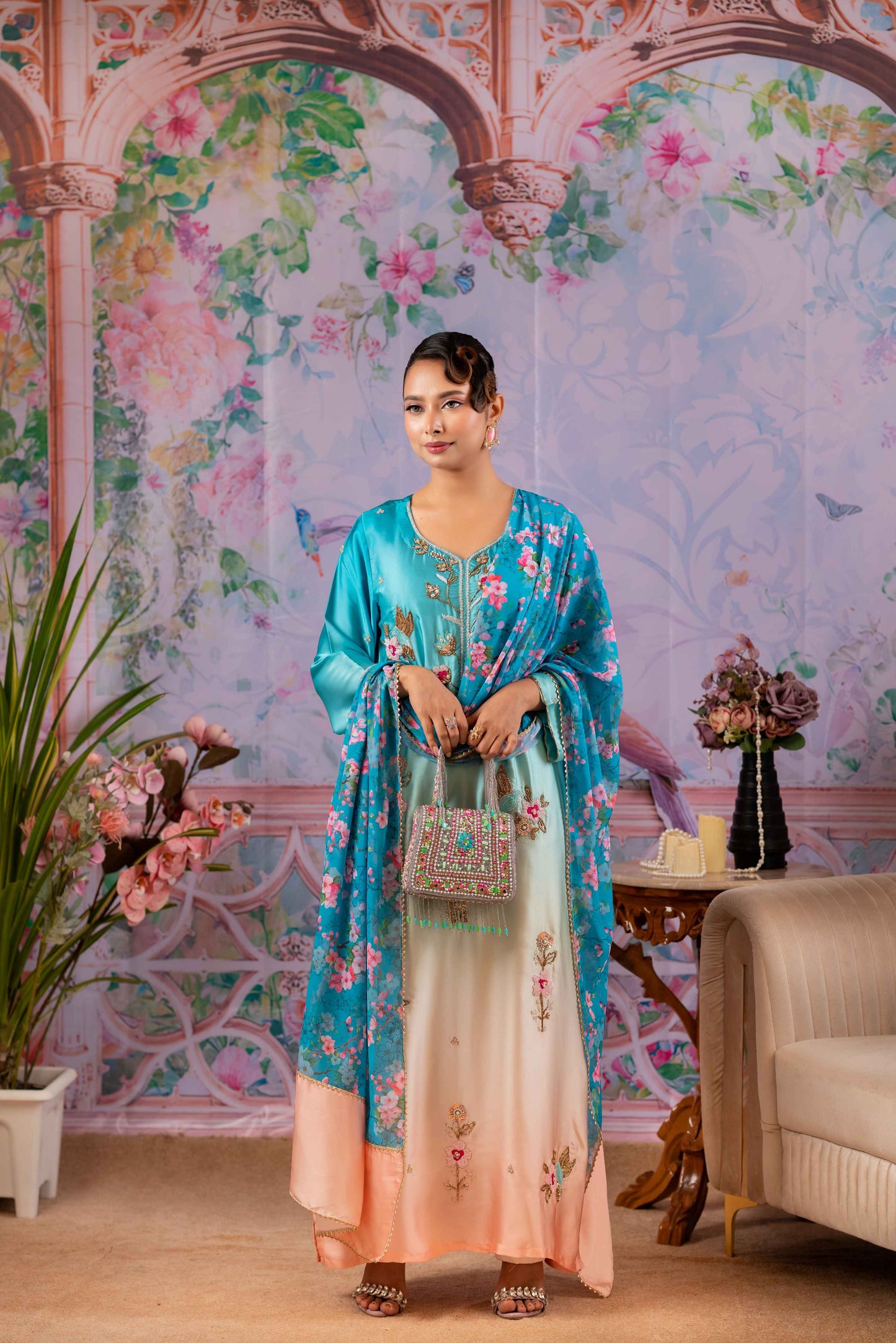 Ombre Zardori Kameez and Dupatta Set
