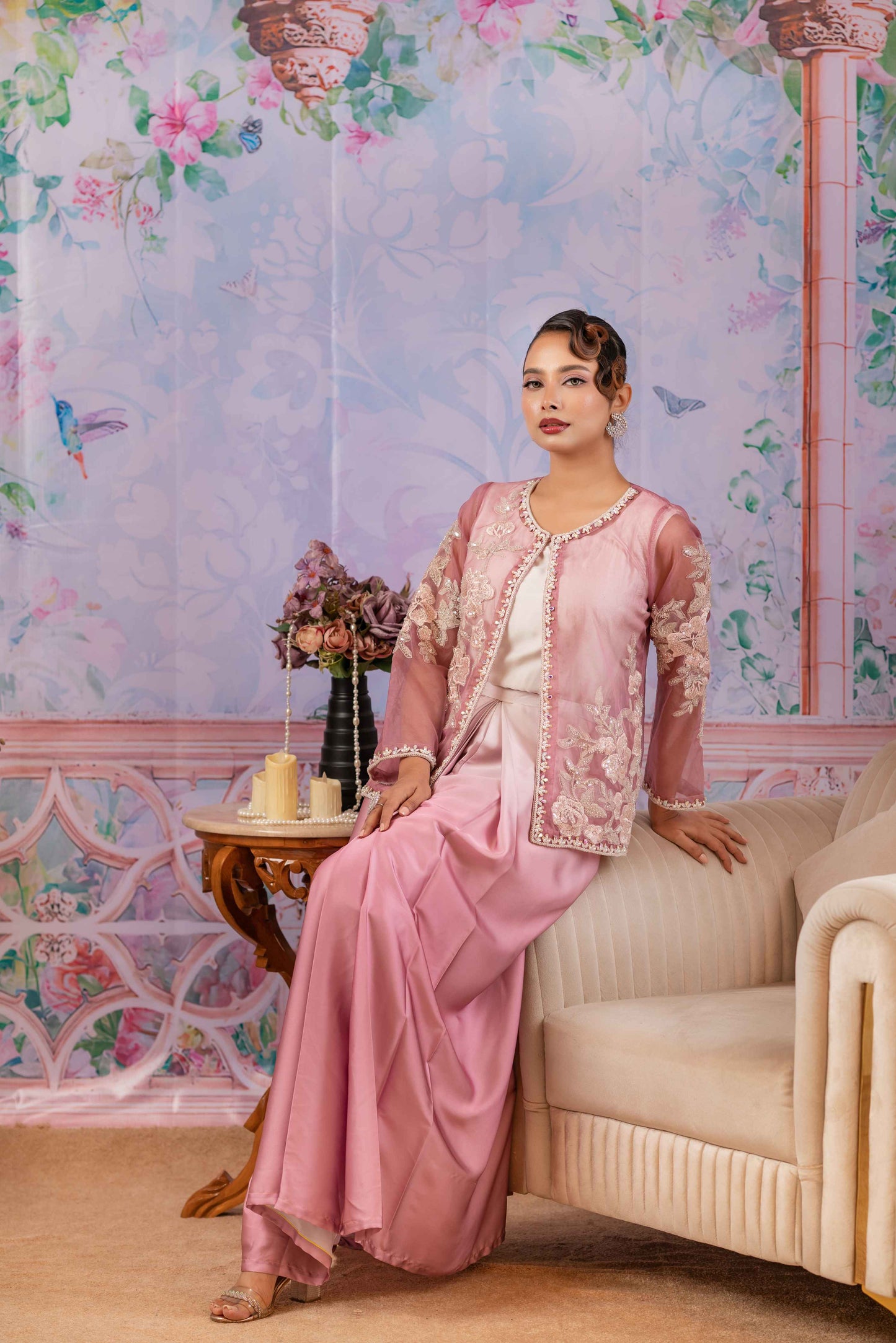 Pink and Cream Ombre Coaty Gown