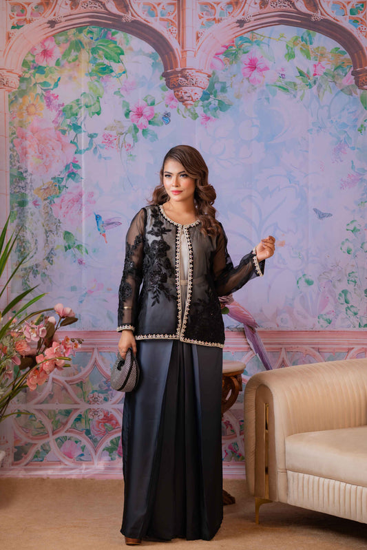 Black and White Ombre Coaty Gown