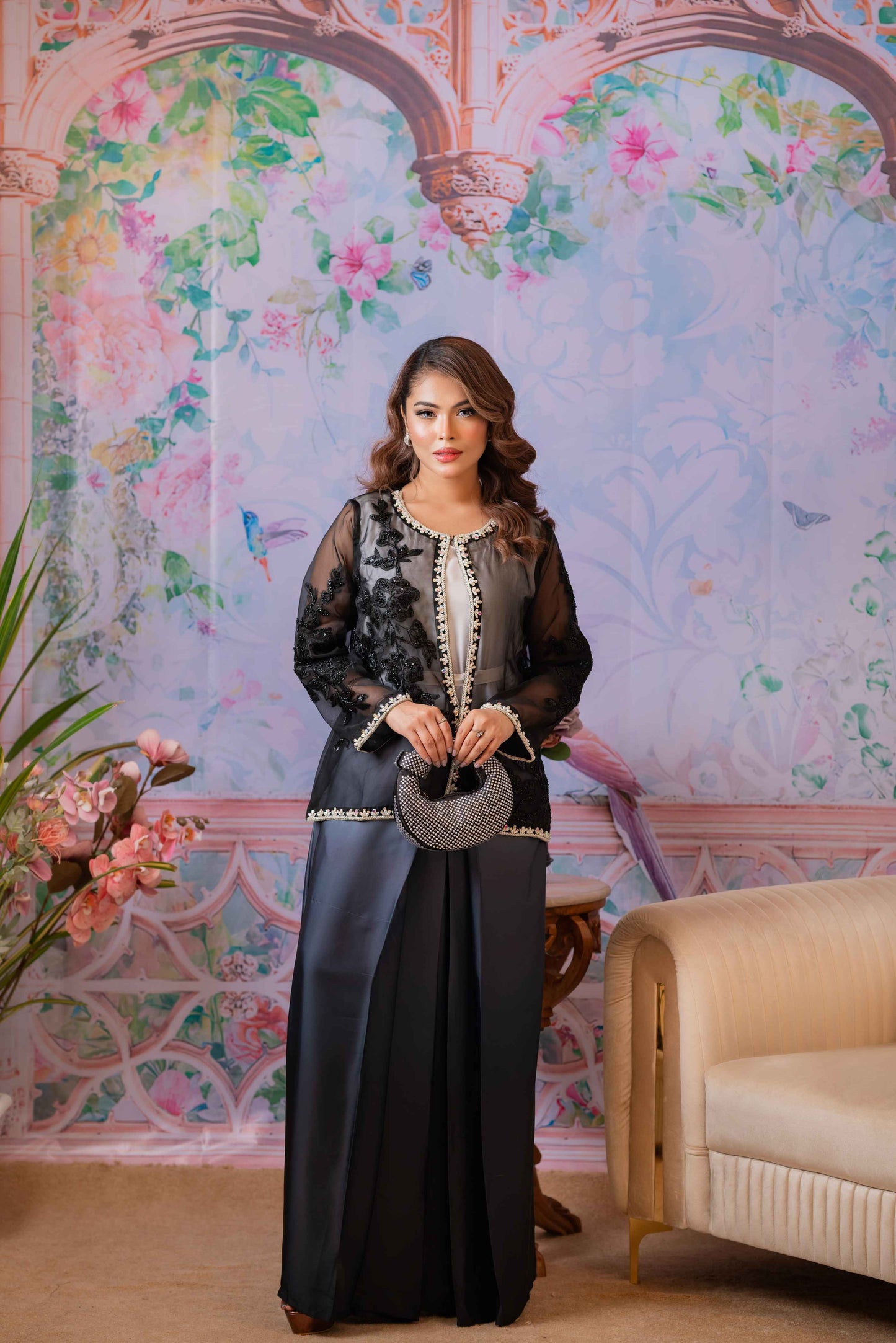 Black and White Ombre Coaty Gown
