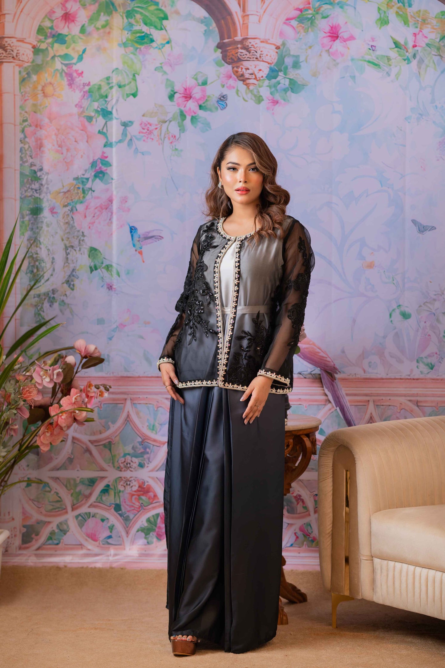 Black and White Ombre Coaty Gown