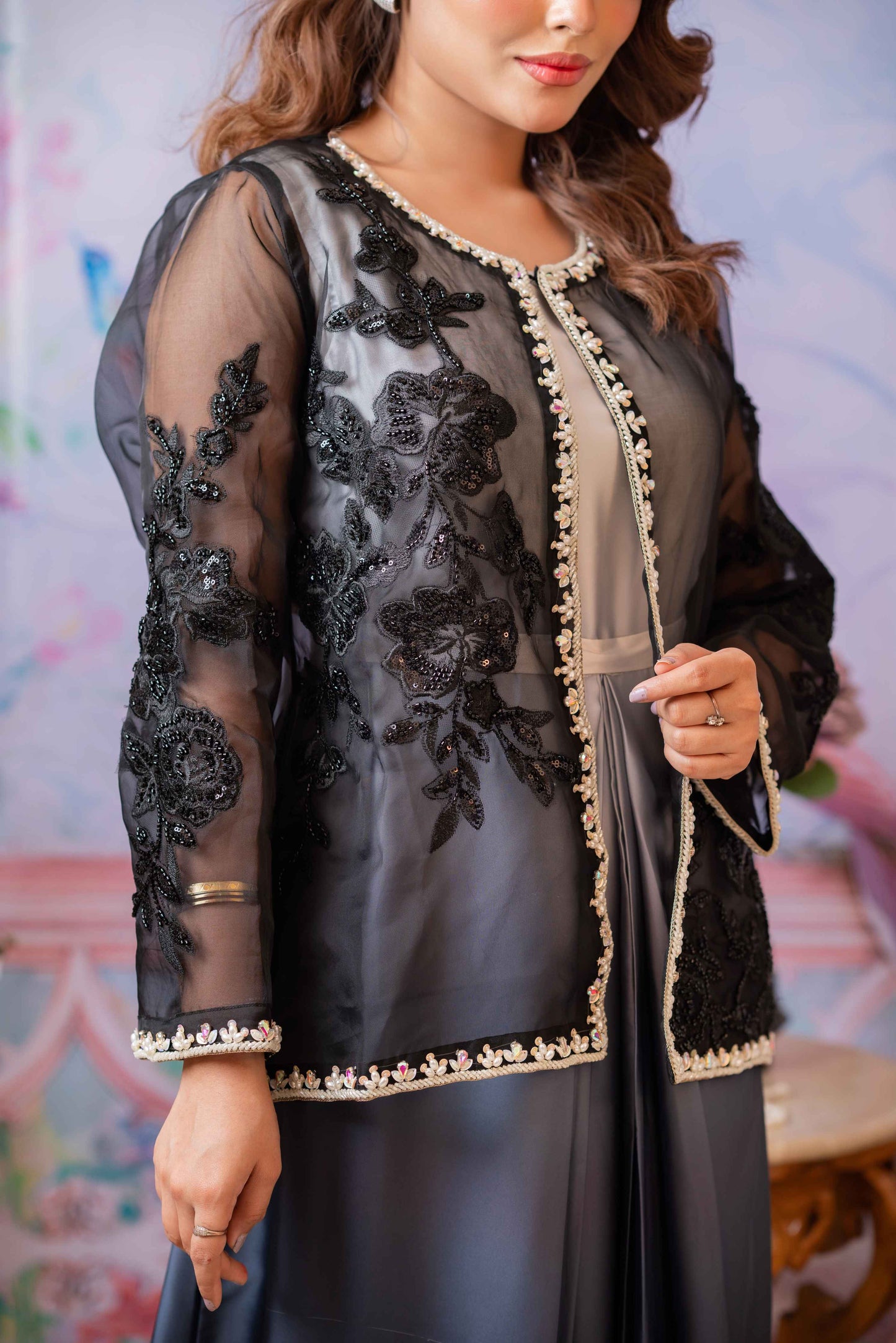 Black and White Ombre Coaty Gown