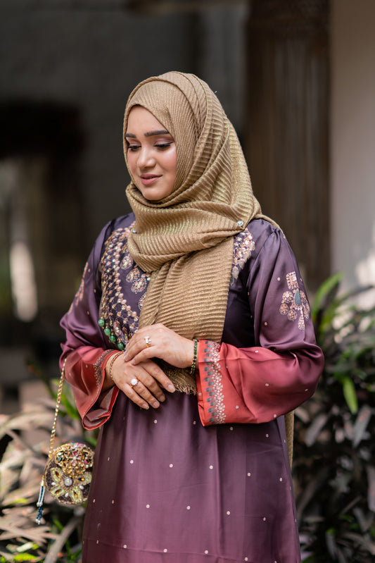 Rust Royale Long Embellished Kameez And Pant Set