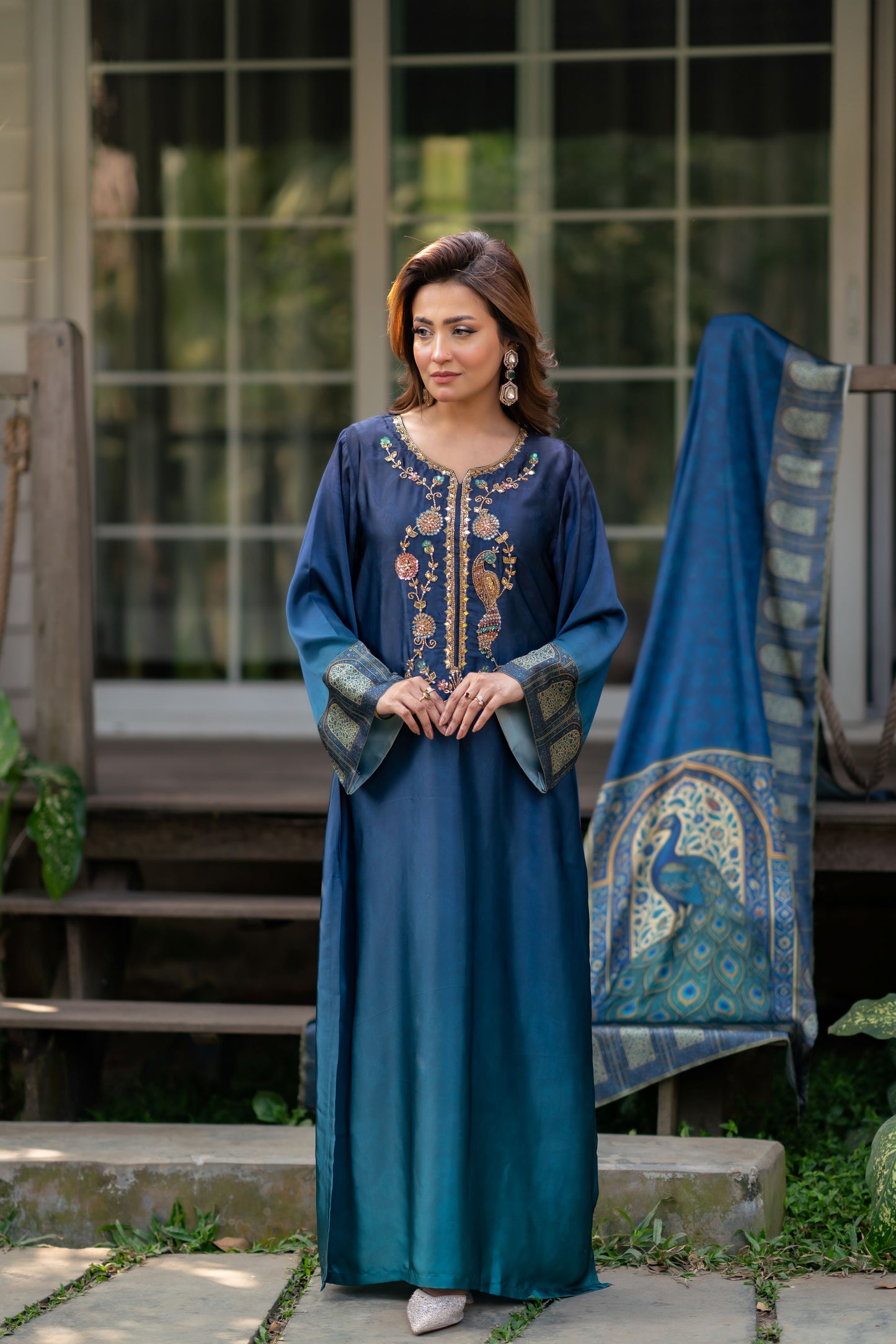 Sapphire Peacock Elegance Three Piece set