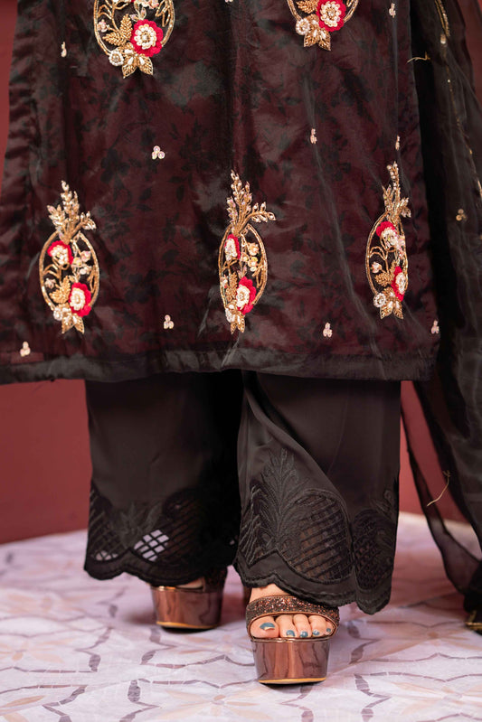 Black Embroidered Trousers