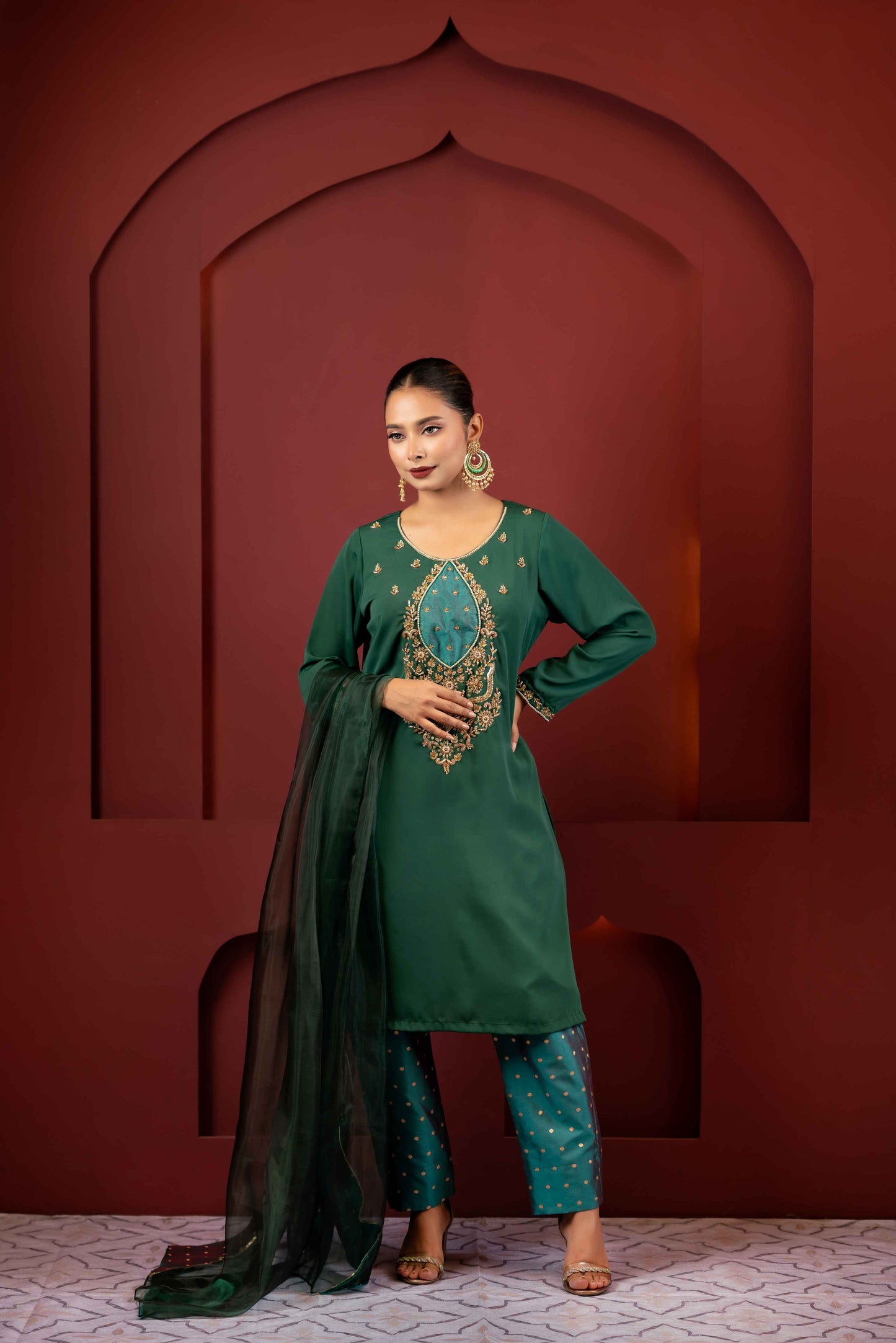 Royal Green Glamour Kameez