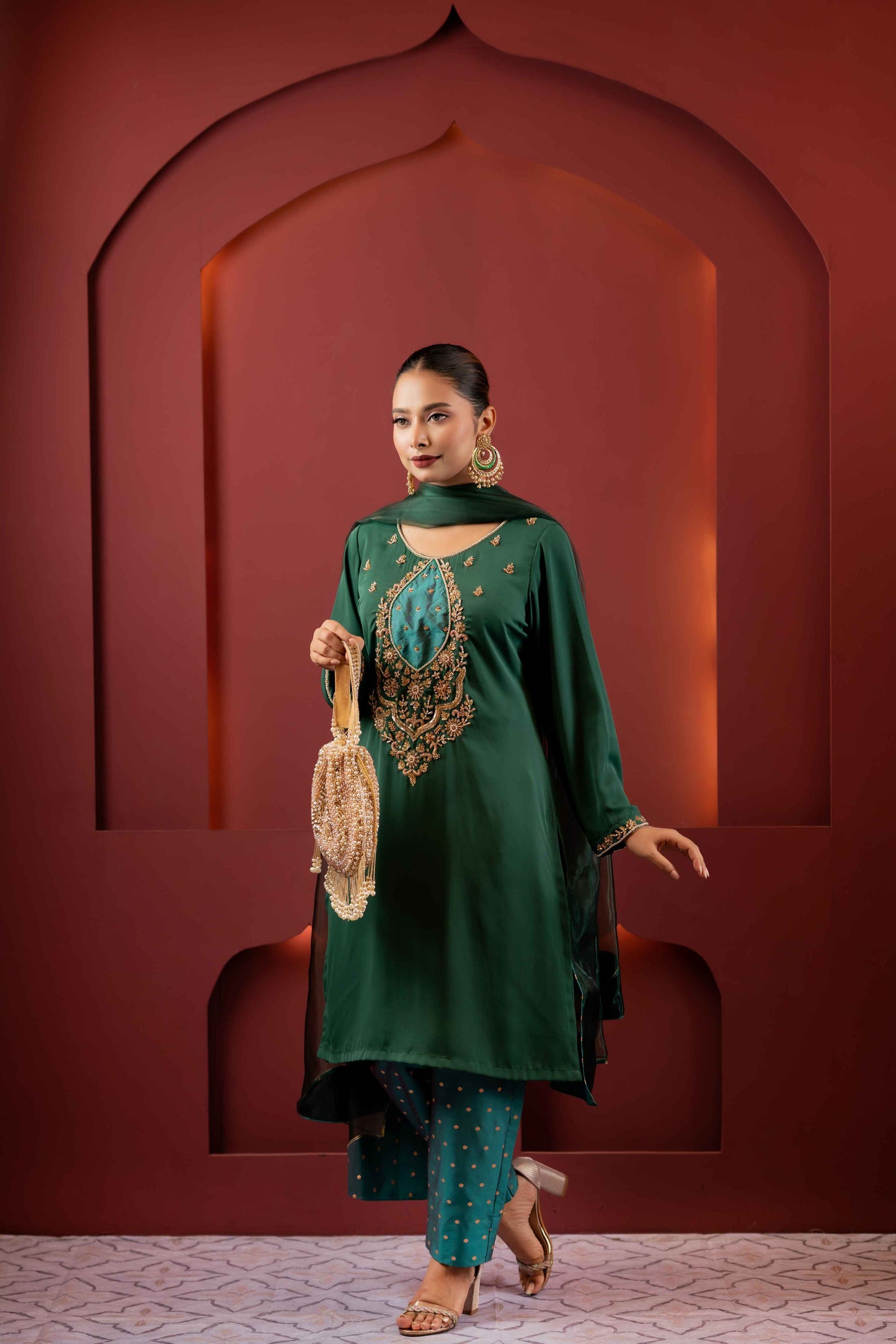 Royal Green Glamour Kameez