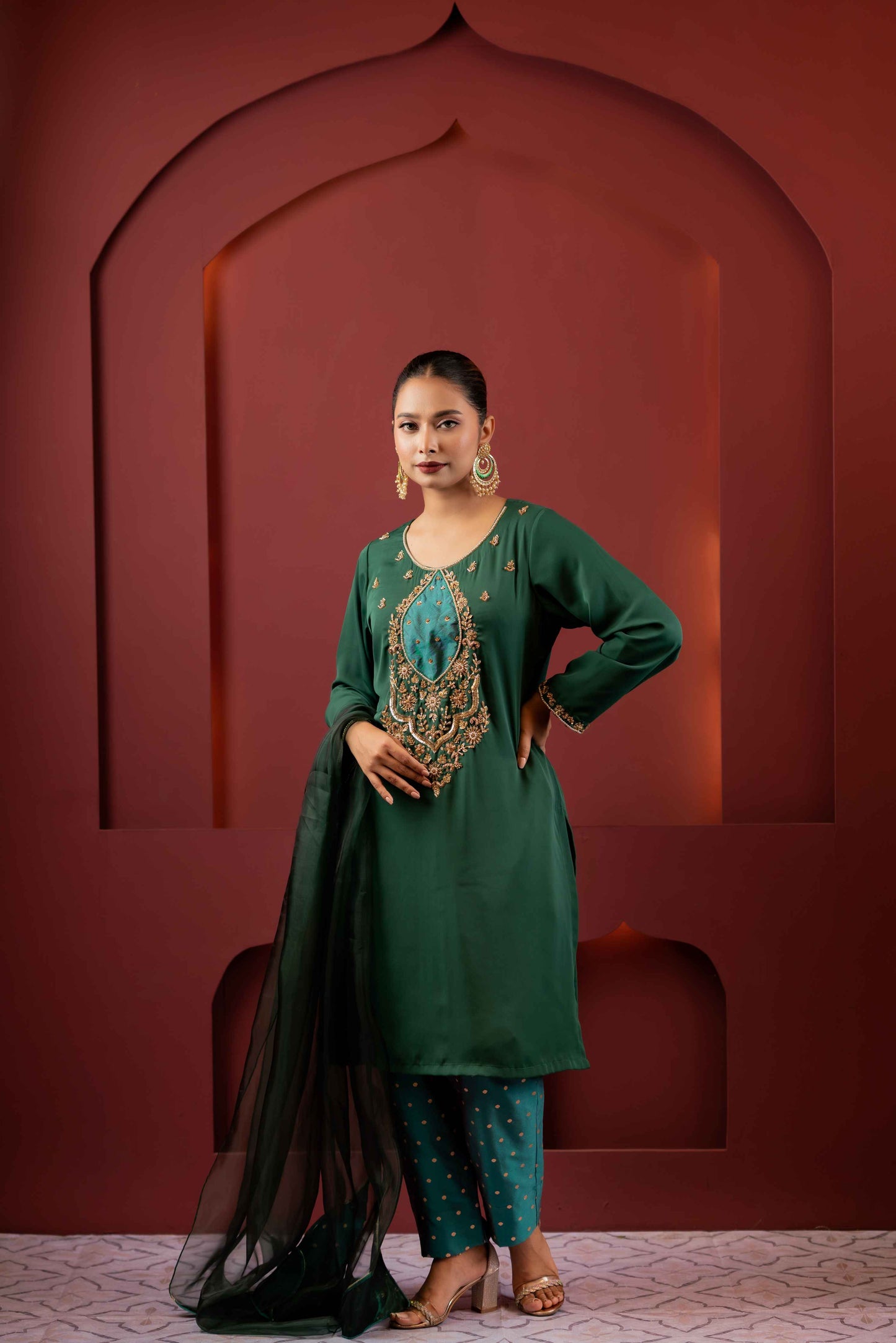 Royal Green Glamour Kameez