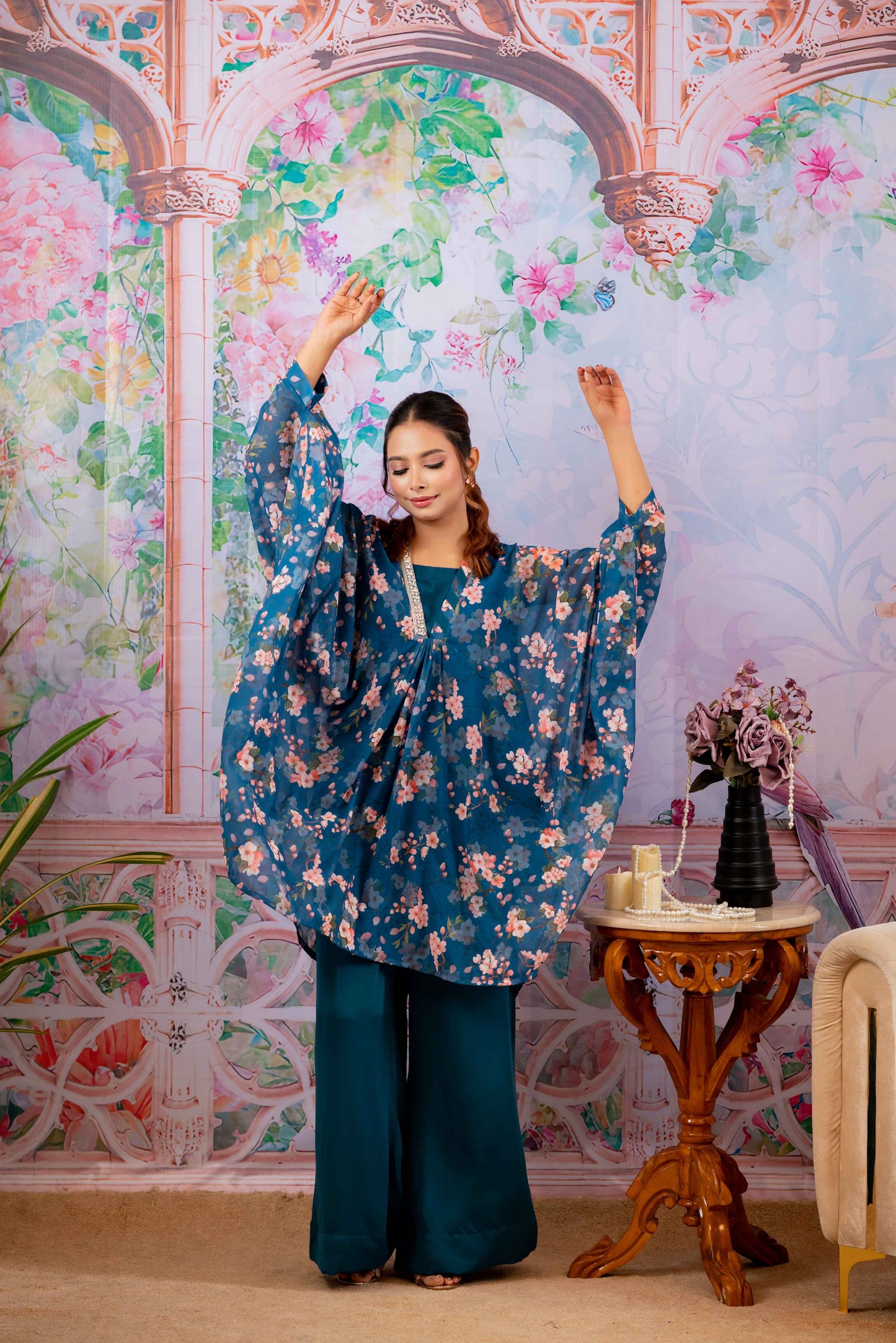 Midnight Blossom Kaftan Set