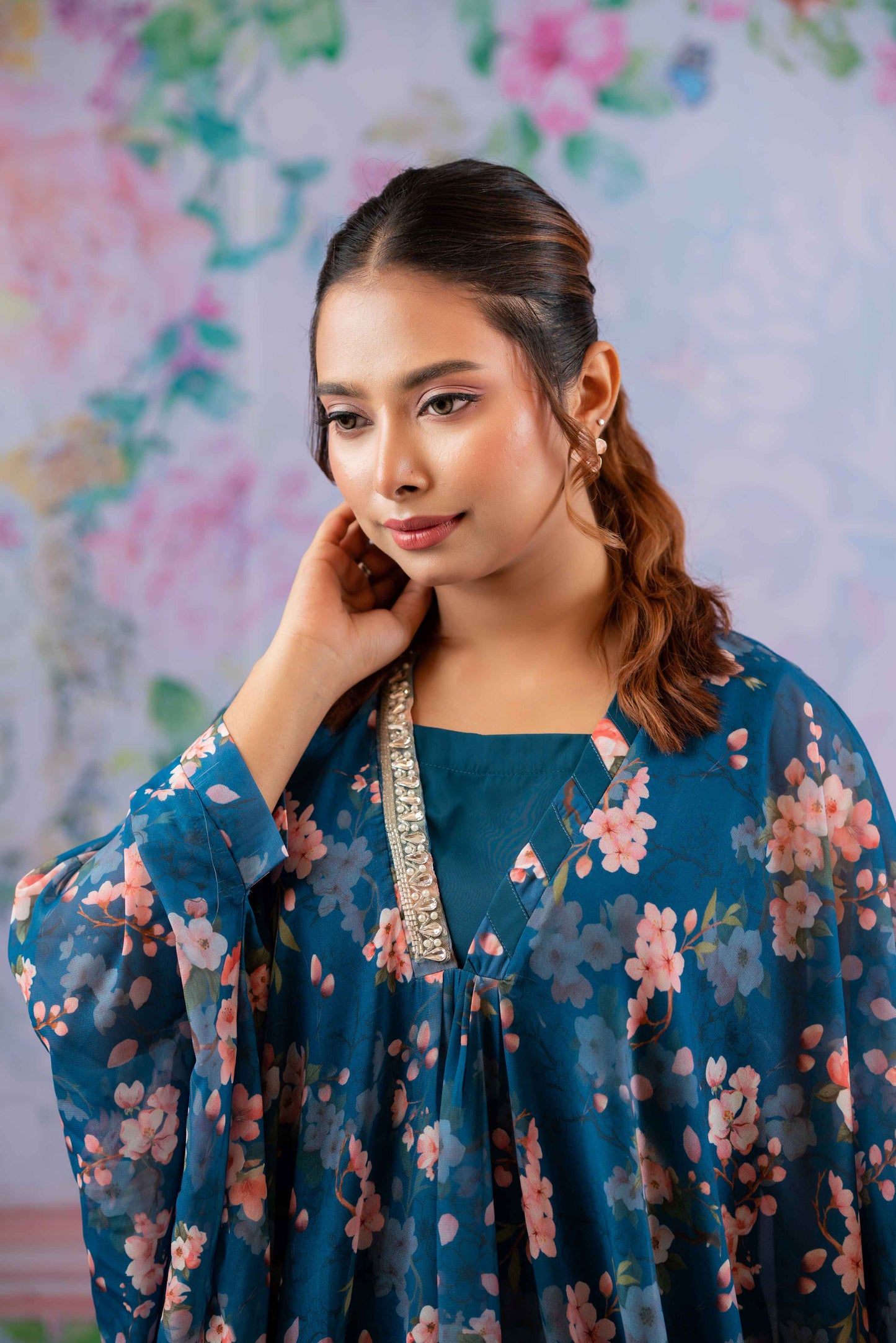 Midnight Blossom Kaftan Set