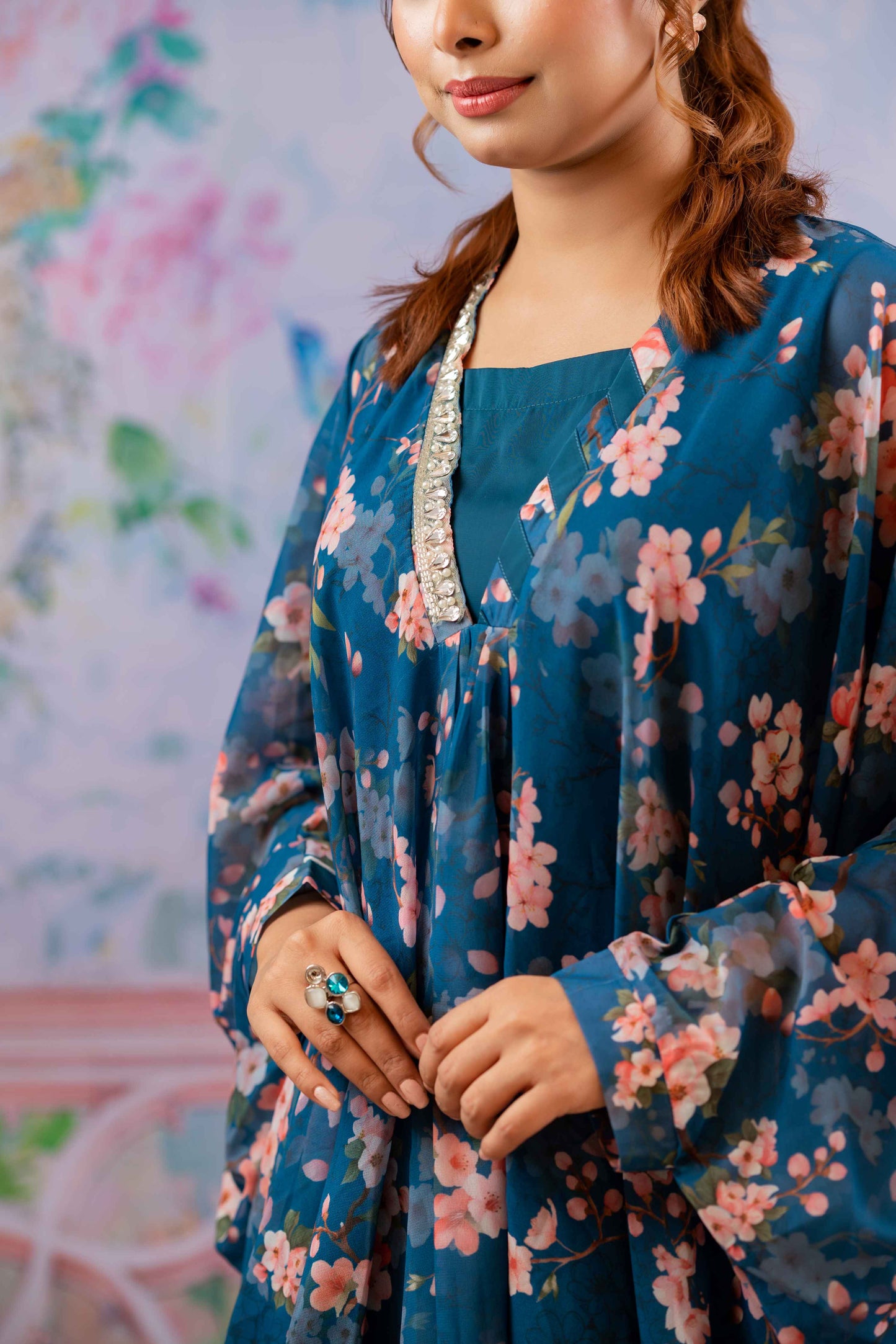Midnight Blossom Kaftan Set
