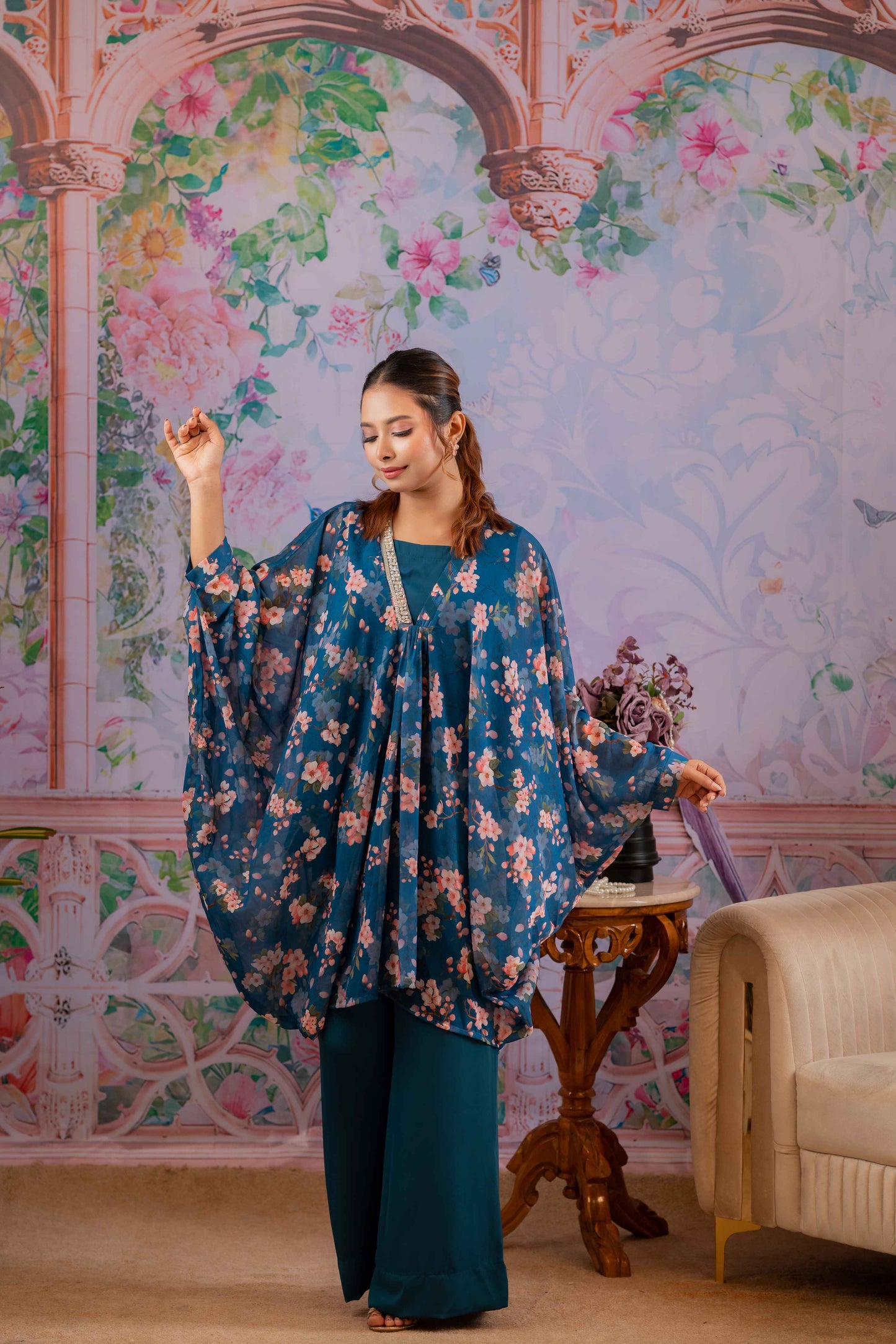 Midnight Blossom Kaftan Set