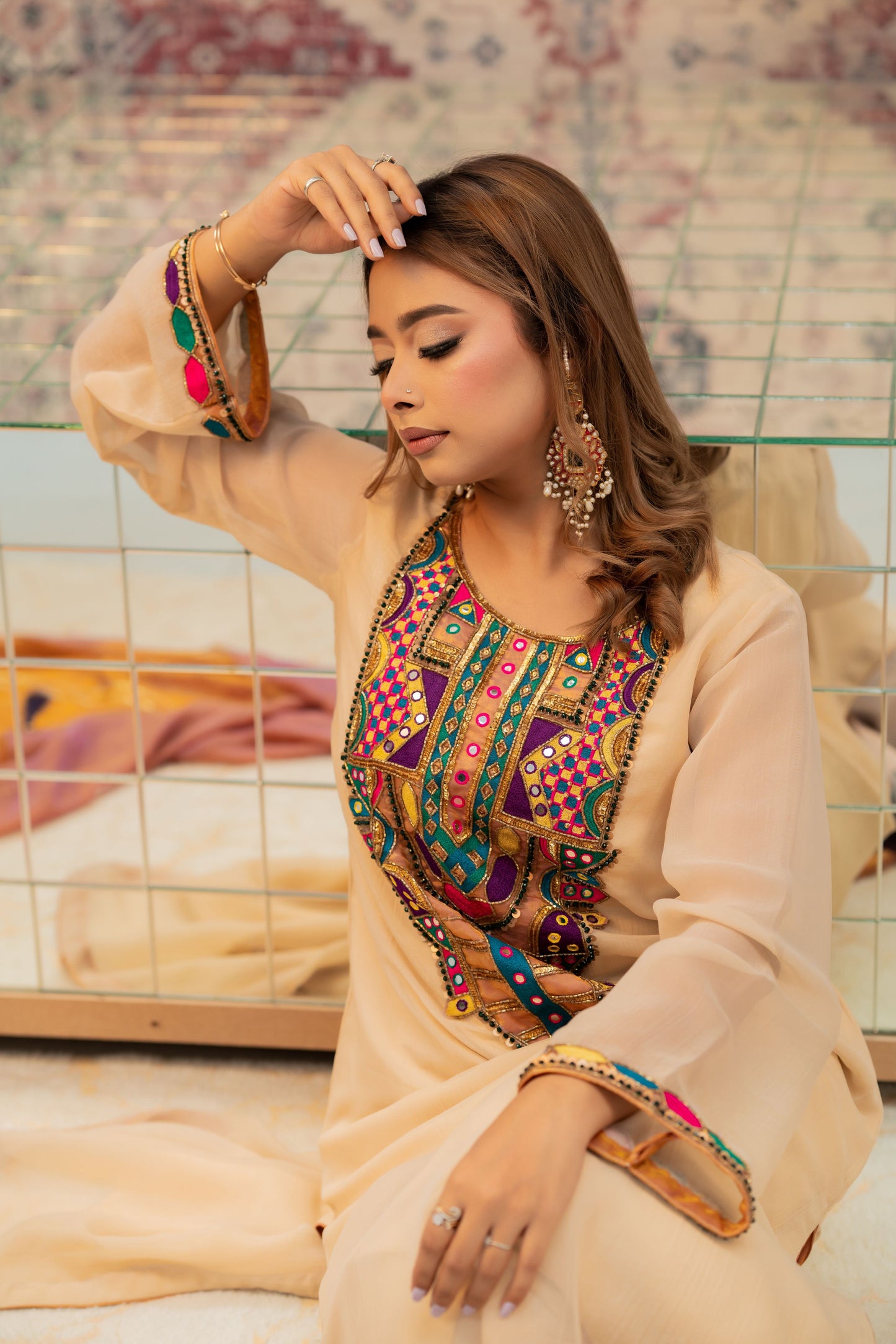 Bohemian Luxe Beige Three Piece Set