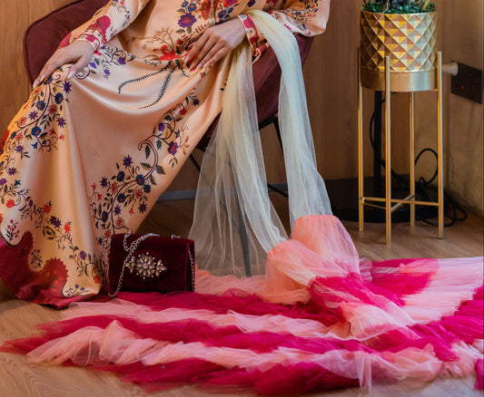 Rosé Cascade Ruffle Dupatta