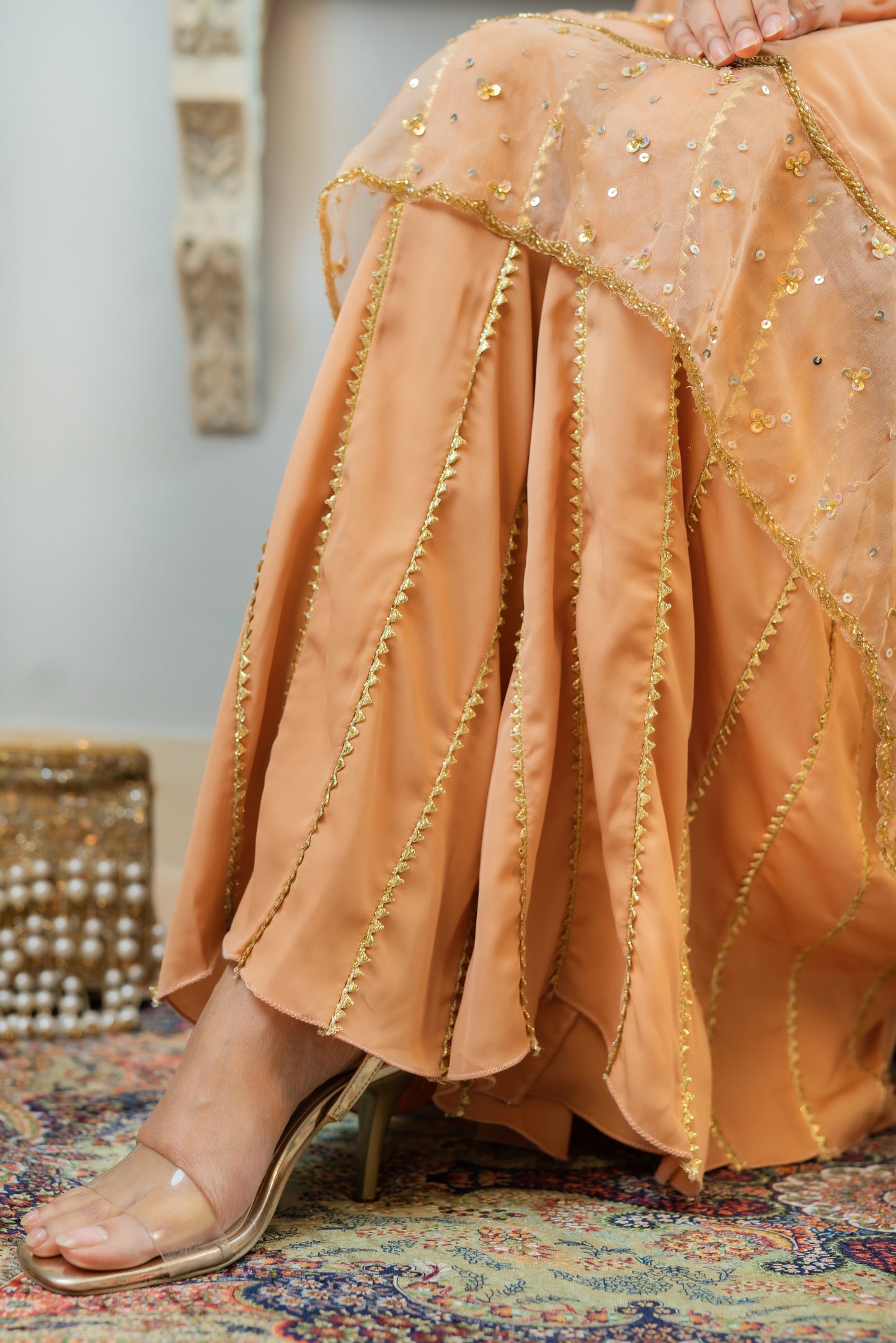 Gorgeous Caramel Karchupi Kurti Set