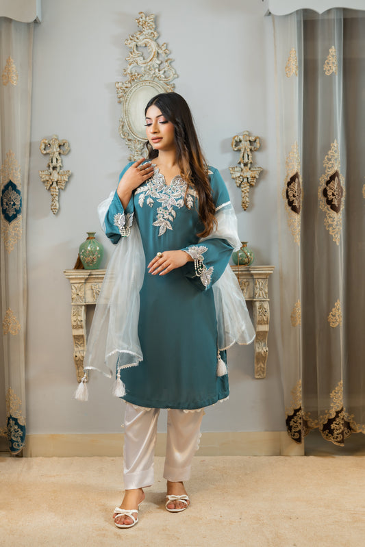 Pearl Elegance Teal Kameez