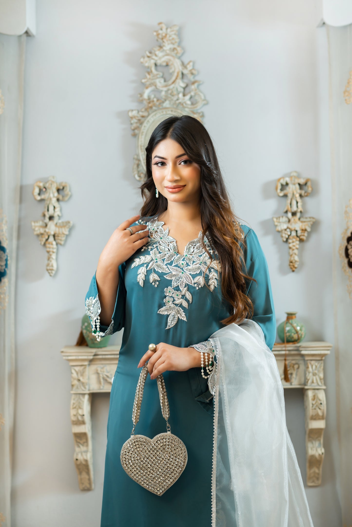 Pearl Elegance Teal Kameez