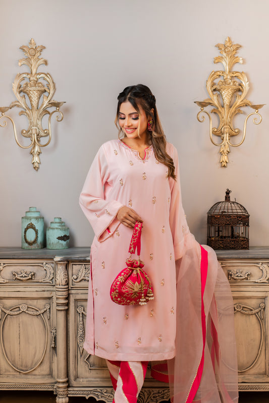 Soft Pink Elegance Kameez & Pant Set
